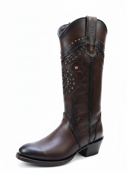 BOTA VAQUERA PUNTA REDONDA MELISSA ORANGE TOMBSTONE Tombstone Boots