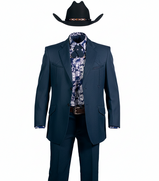 TRAJE DE CABALLERO POLIESTER OLD WEST AZUL MARINO