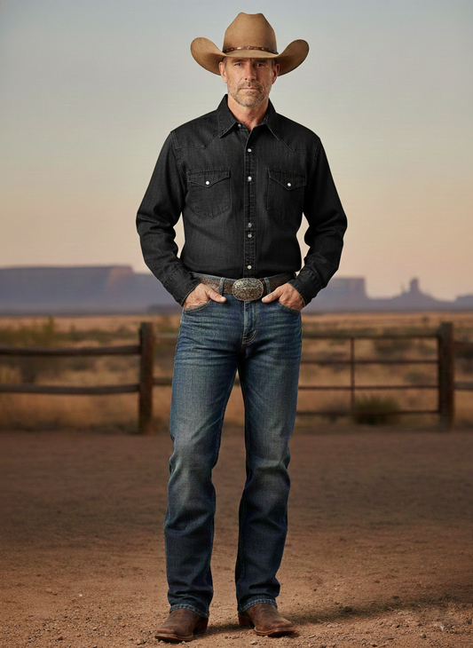 Camisa Vaquera Wrangler Hombre Regular Fit Manga Larga WRANGLER