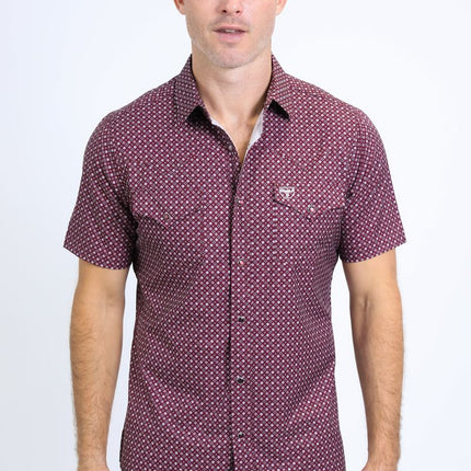 Mens Performance Western Short Sleeve Aztec Print Shirt PLATINI
