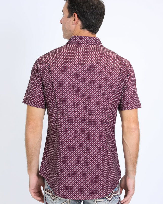 Mens Performance Western Short Sleeve Aztec Print Shirt PLATINI