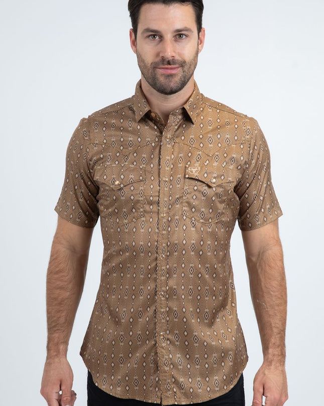 Mens Performance Western Short Sleeve Shirt PLATINI