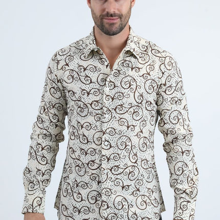 Men's Flocked Modern Fit Spandex Shirt PLATINI