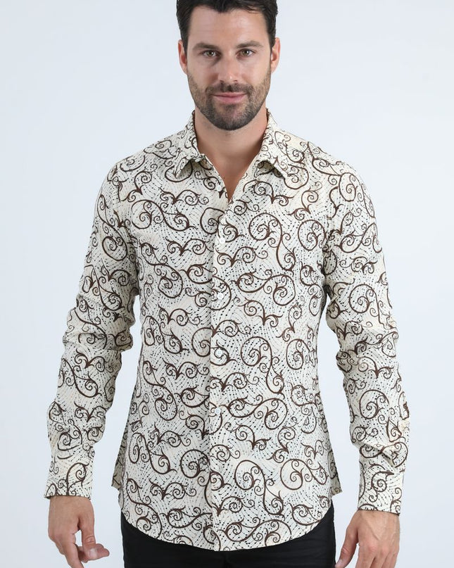 Men's Flocked Modern Fit Spandex Shirt PLATINI