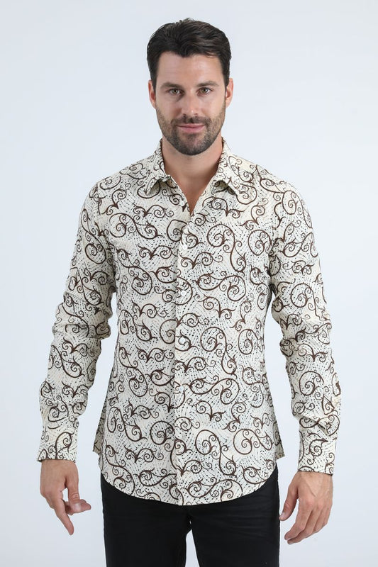 Men's Flocked Modern Fit Spandex Shirt PLATINI
