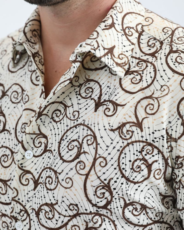 Men's Flocked Modern Fit Spandex Shirt PLATINI