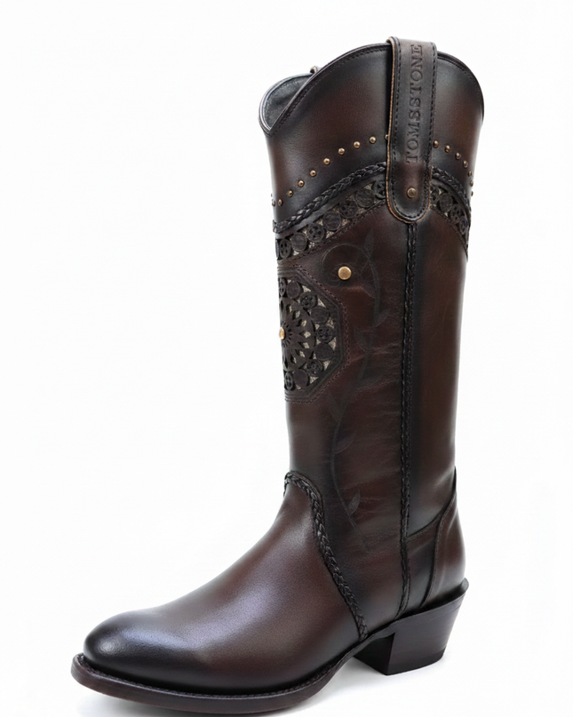 BOTA VAQUERA PUNTA REDONDA MELISSA ORANGE TOMBSTONE Tombstone Boots