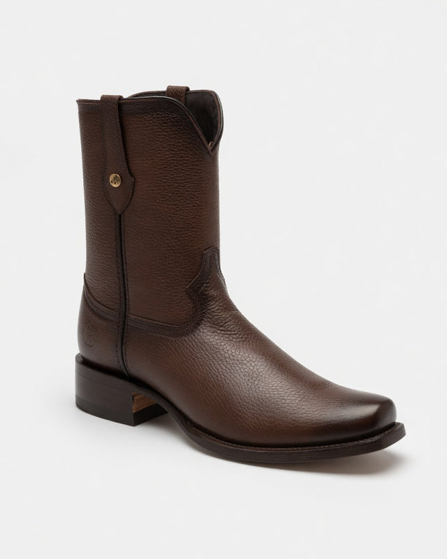 BOTA CAFE PIEL VENADO CON ZIPPER CANELO ORO PARA CABALLERO EL CANELO