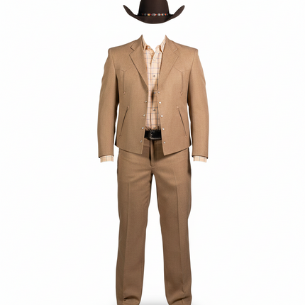 TRAJE VAQUERO CORTO  DE CABALLERO POLIESTER OLD WEST CAMEL TOLEDO