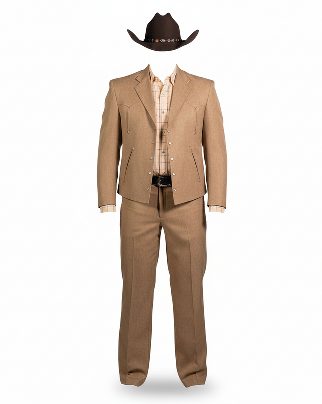 TRAJE VAQUERO CORTO  DE CABALLERO POLIESTER OLD WEST CAMEL TOLEDO