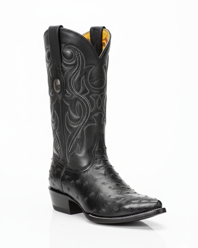BOTA VAQUERA PUNTAL TOMBSTONE AVESTRUZ NEGRO