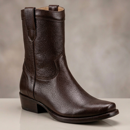 BOTIN CAFE PIEL TIPO VENADO CON ZIPPER INMODA PARA CABALLERO INMODA