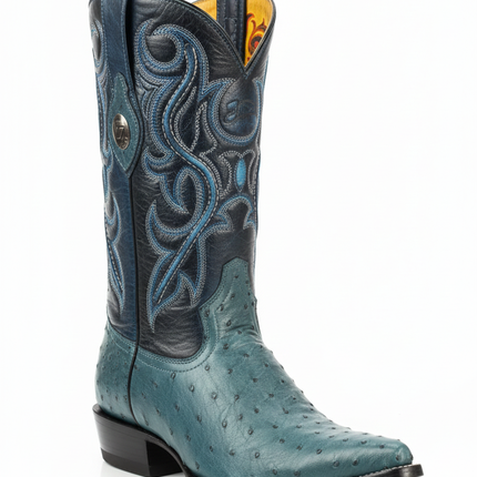 BOTA VAQUERA PUNTAL TOMBSTONE AVESTRUZ AZUL