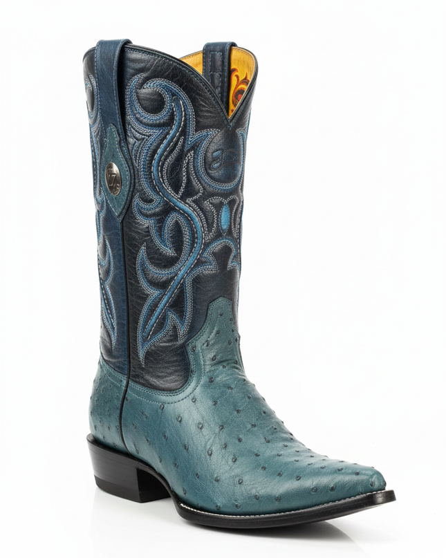 BOTA VAQUERA PUNTAL TOMBSTONE AVESTRUZ AZUL