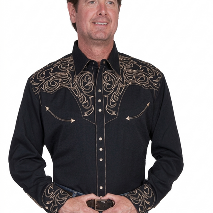 CAMISA BORDADA NEGRO SCULLY CABALLERO SCULLY