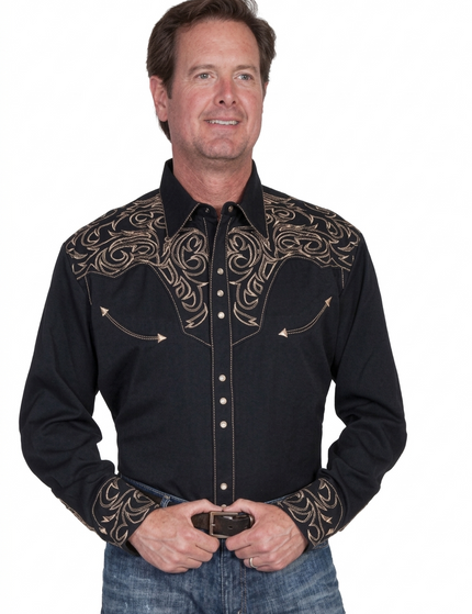CAMISA BORDADA NEGRO SCULLY CABALLERO SCULLY