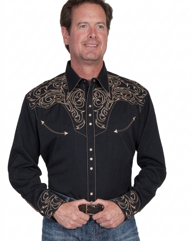 CAMISA BORDADA NEGRO SCULLY CABALLERO SCULLY