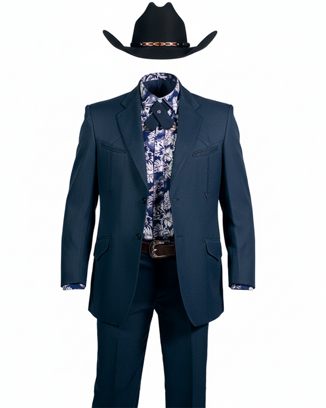 TRAJE DE CABALLERO POLIESTER OLD WEST AZUL MARINO
