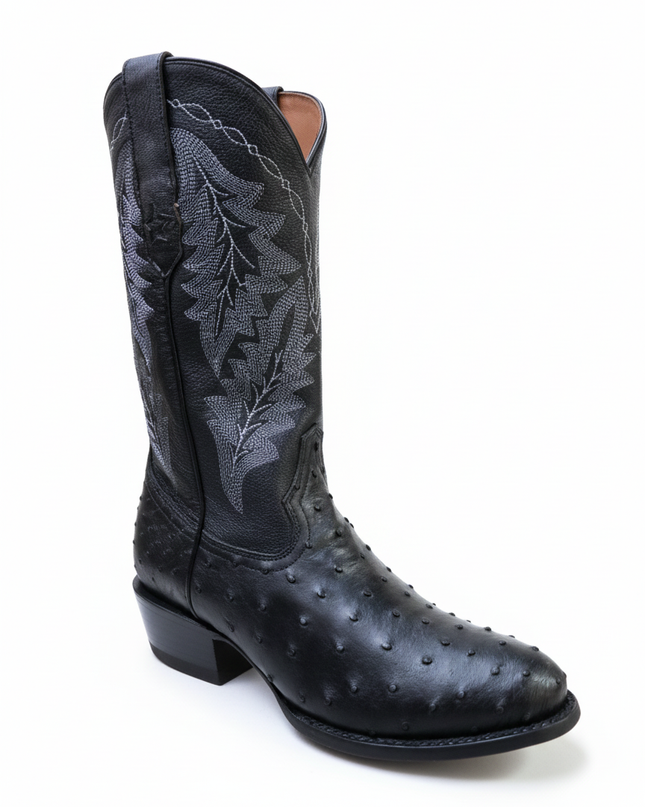 BOTA VAQUERA PUNTA REDONDA TONY LAMA AVEZTRUZ NEGRO