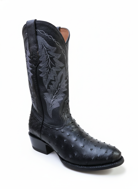 BOTA VAQUERA PUNTA REDONDA TONY LAMA AVEZTRUZ NEGRO