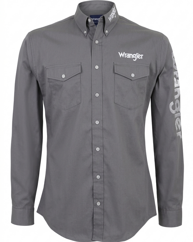 Camisa Vaquera Gris Wrangler Hombre Regular Fit Manga Larga WRANGLER