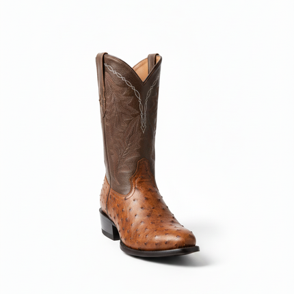 BOTA VAQUERA PUNTA REDONDA TONY LAMA AVEZTRUZ COGNAC