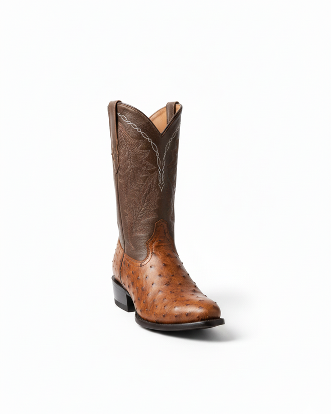 BOTA VAQUERA PUNTA REDONDA TONY LAMA AVEZTRUZ COGNAC