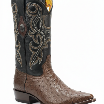 BOTA VAQUERA PUNTAL TOMBSTONE AVESTRUZ TABACO
