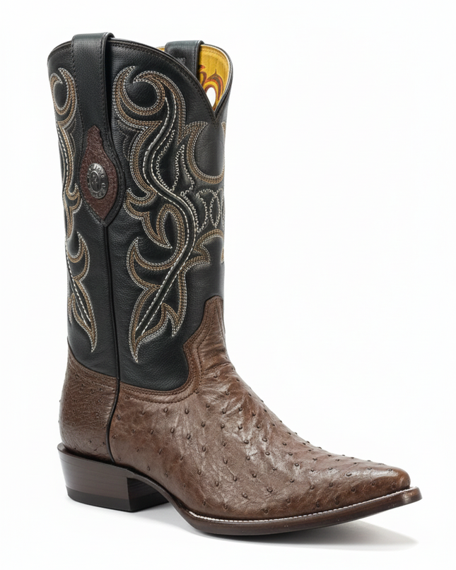 BOTA VAQUERA PUNTAL TOMBSTONE AVESTRUZ TABACO