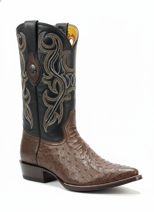 BOTA VAQUERA PUNTAL TOMBSTONE AVESTRUZ TABACO
