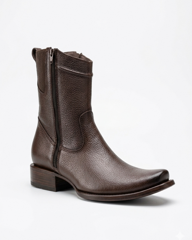 BOTIN CAFE PIEL BORREGO CON DOBLE ZIPPER INDOMABLE'S PARA CABALLERO Indomable's