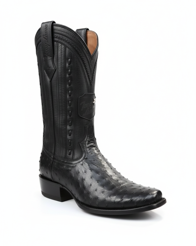 BOTA VAQUERA PUNTA CUADRADA TONY LAMA AVEZTRUZ NEGRO
