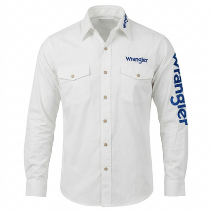 Camisa Vaquera Blanca Wrangler Hombre Regular Fit Manga Larga WRANGLER