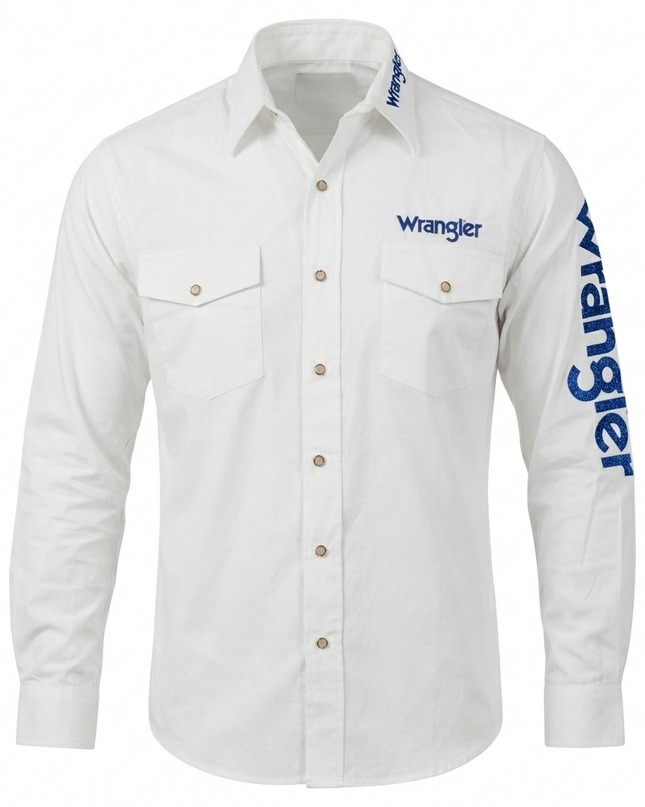 Camisa Vaquera Blanca Wrangler Hombre Regular Fit Manga Larga WRANGLER
