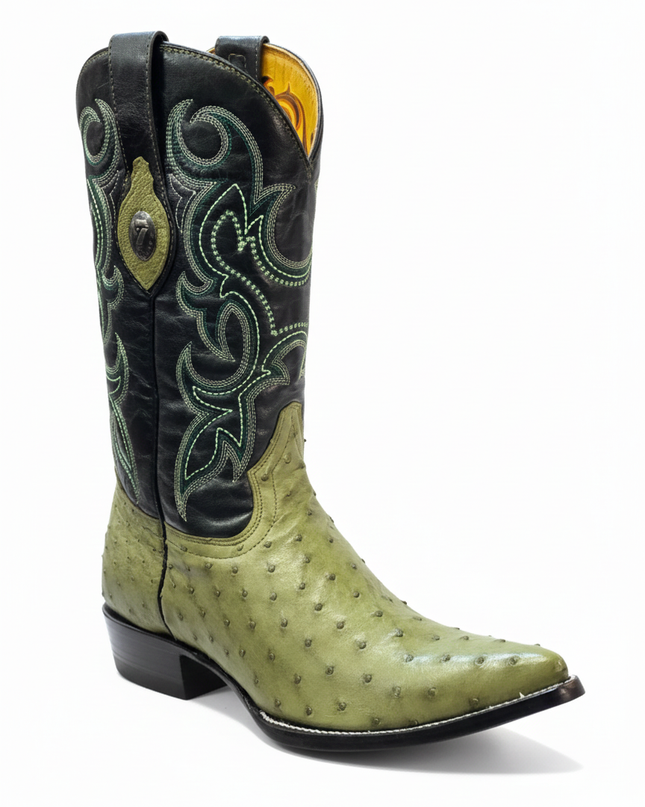 BOTA VAQUERA PUNTAL TOMBSTONE AVESTRUZ VERDE PISTACHE