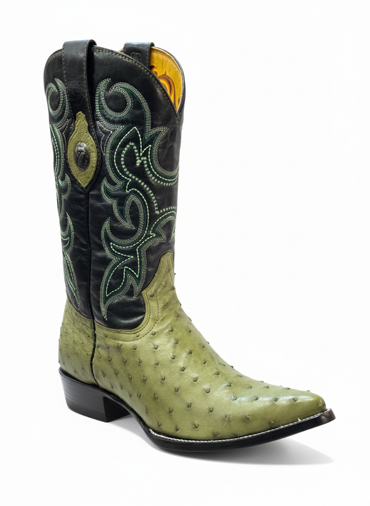 BOTA VAQUERA PUNTAL TOMBSTONE AVESTRUZ VERDE PISTACHE