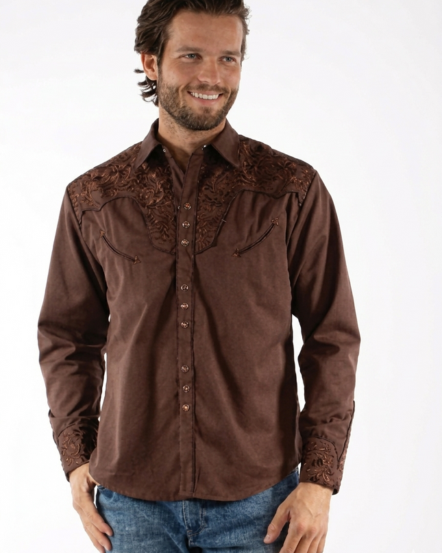 CAMISA BORDADA CAFE SCULLY CABALLERO SCULLY