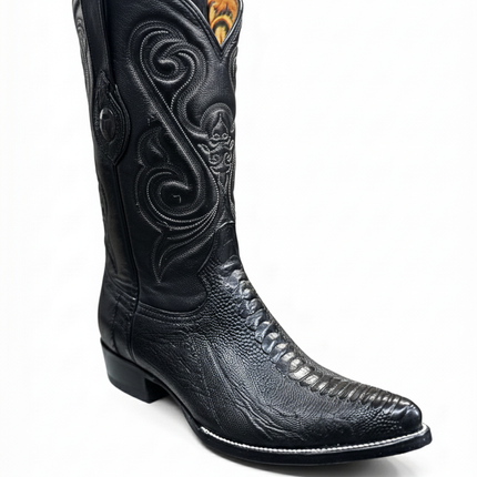 BOTA VAQUERA PUNTAL TOMBSTONE PATA DE AVESTRUZ NEGRA