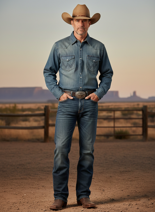 Camisa Vaquera Wrangler Hombre Regular Fit Manga Larga WRANGLER