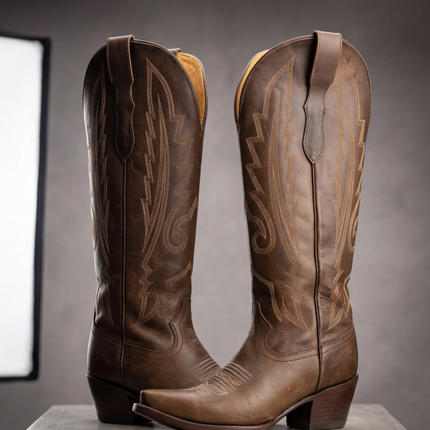 BOTA ALTA VAQUERA CAFE PARA DAMA Zapateria Rosy