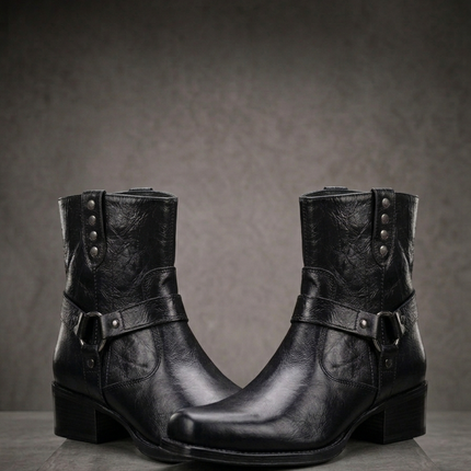 BOTIN MOTO NEGRA CON ZIPPER INMODA PARA CABALLERO Zapateria Rosy