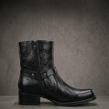 BOTIN MOTO NEGRA CON ZIPPER INMODA PARA CABALLERO Zapateria Rosy