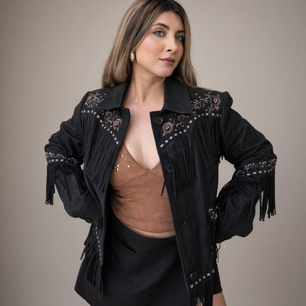 FRINGE BEADED JACKET BLACK SCULLY SCULLY