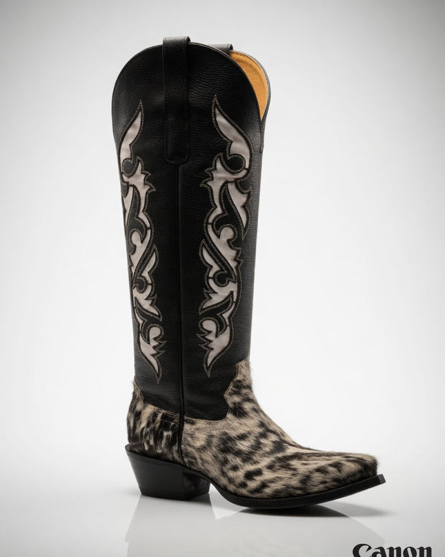 BOTA VAQUERA ALTA PELO DE VACA VIRUS WESTERN BOOTS PARA DAMA VIRUS WESTERN BOOTS