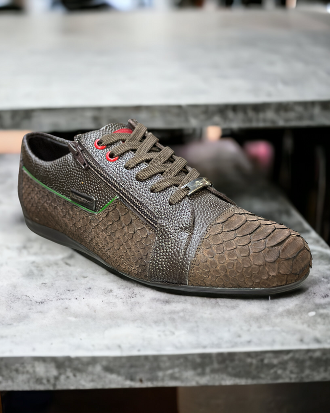 TENIS CASUAL PYTHON NOBUCK CAFE MARQUEZ DE LEON PARA CABALLERO Marquez De Leon