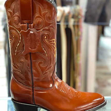 Bota Vaquera Clasica Piel De Camaleon Cognac Indomable's