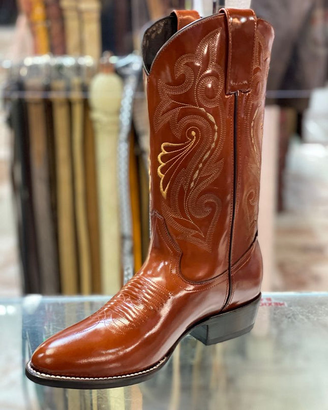 Bota Vaquera Clasica Piel De Camaleon Cognac Indomable's